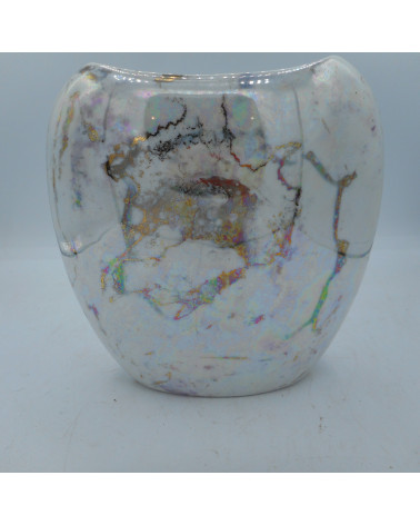 Vase blanc marbré