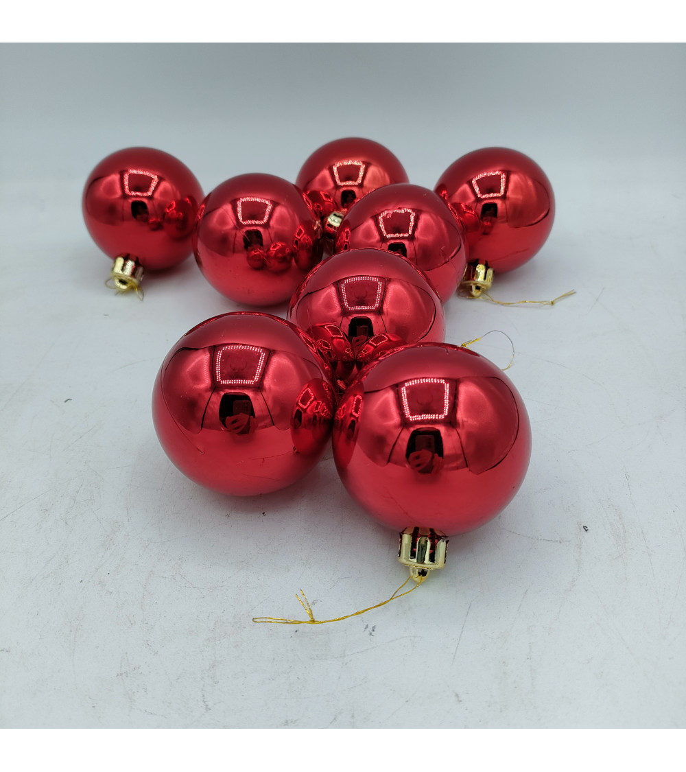 Lot de 8 boules rouges