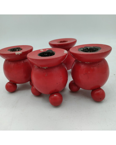 Lot de 4 bougeoirs rouges